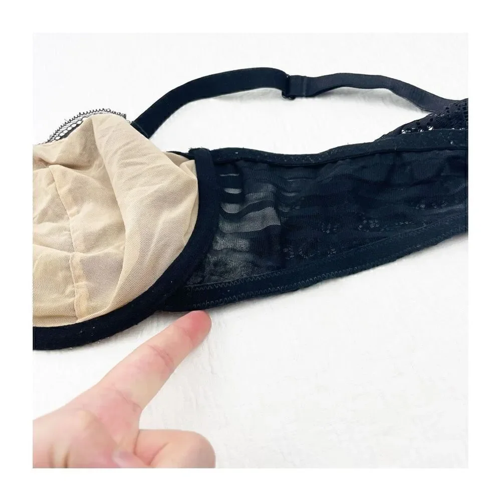 BUY 1 GET 1 FREE Adore Me 40ddd black lace lingerie bra unlined